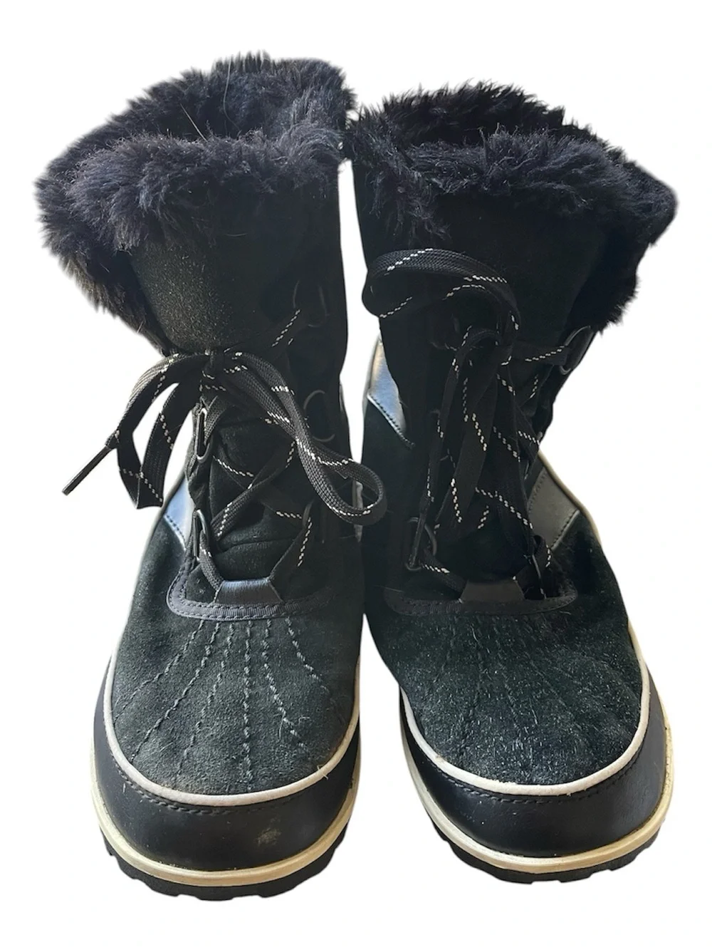 SOREL Tivoli II Black Suede Waterproof Winter Snow Boots Faux Fur, size 9